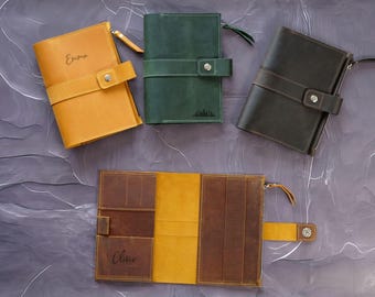 Refillable Leather Journal Cover with Pen Loop, A5 A4 B5 B6, Personalized