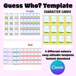 Guess Who Editable Template | Printable Custom Guess Who Game Template | Guess Who Canva template | Guess Who Party Games Cards | Guess Who