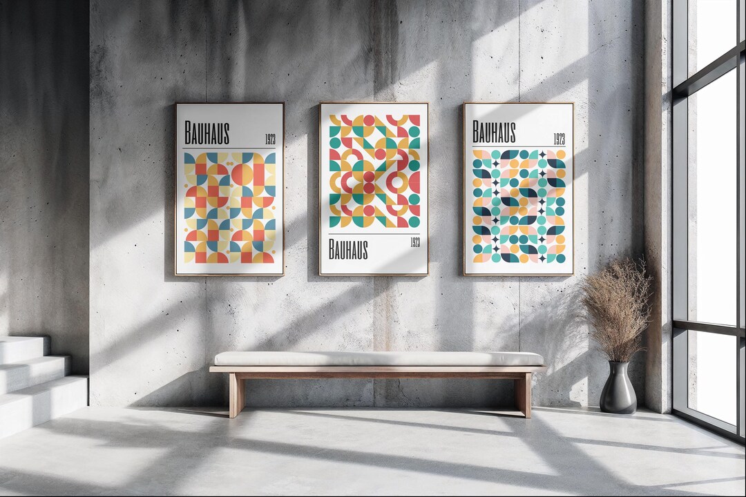 Bauhaus Wall Art Set – Geometric Abstract Modern Prints | Minimalist ...
