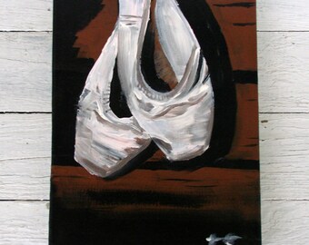 Original Artwork - Pointe Shoe Painting - Ballet Shoes - Small Acrylic Painting - Small Original Art - Dance Art - Dancer Gift