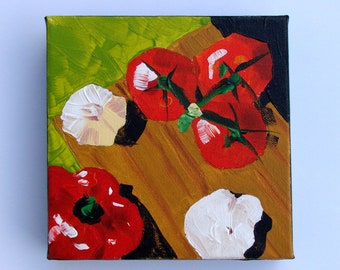 Cutting Board Painting - Original Artwork - Small Acrylic Painting - Cooking - Small Original Art - Boho Art - Kitchen Decor - Chef Gift