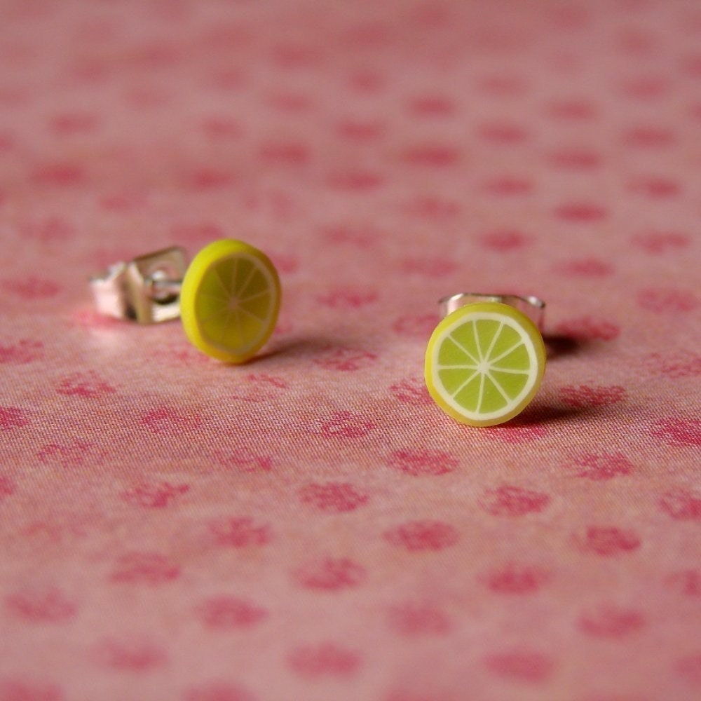 Miniature Fruit Slice Earrings Yummy Yellow Limes - Etsy