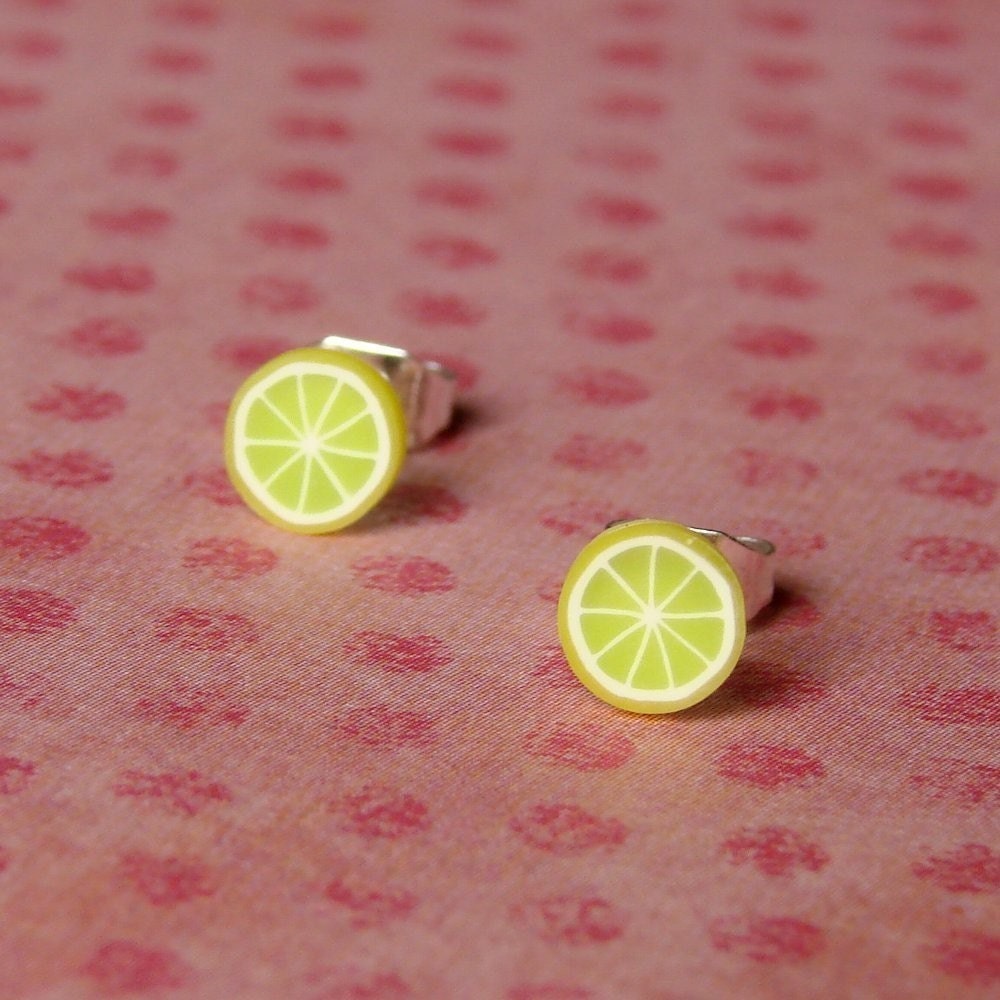 Miniature Fruit Slice Earrings Yummy Yellow Limes - Etsy