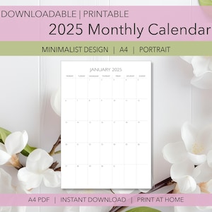 2025 Calendar/Planner | Minimalist Design | Instant Download Print at Home 2025 Calendar | A4 PDF | Portrait | Monday Start 2025 Calendar