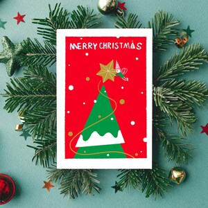 Tarjeta navideña de hadas original creada por mí. Tarjeta de regalo perfecta para tus seres queridos. ¡Cómprala hoy y obtén un 20 % de descuento en tu regalo de Navidad!