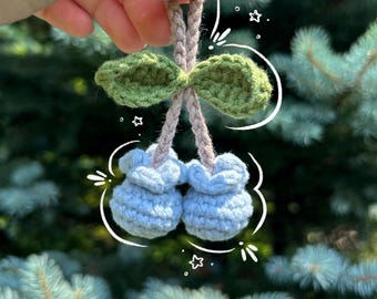 Blueberry Keychain | Crochet Fruit Bag Charm | Handmade Amigurumi Gift