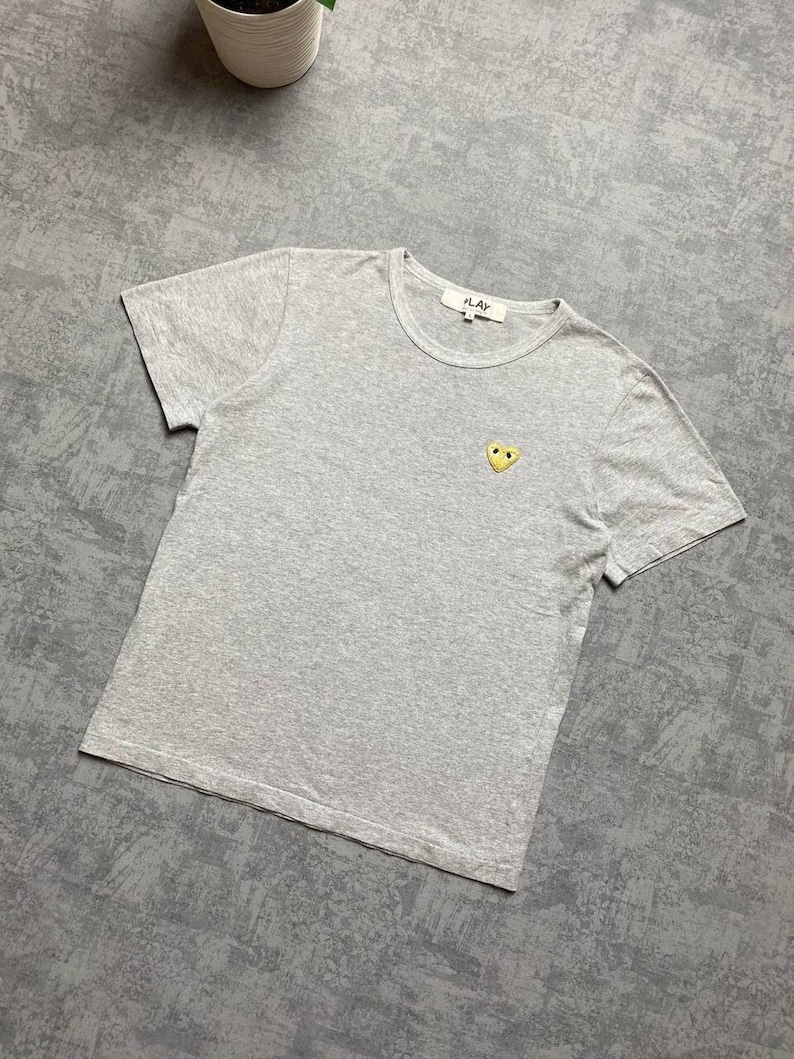 Comme Des Garcons Play Cotton Tee T Shirt Crew Neck Gray Womens Size L image 3