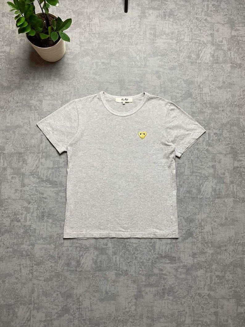 Comme Des Garcons Play Cotton Tee T Shirt Crew Neck Gray Womens Size L image 1