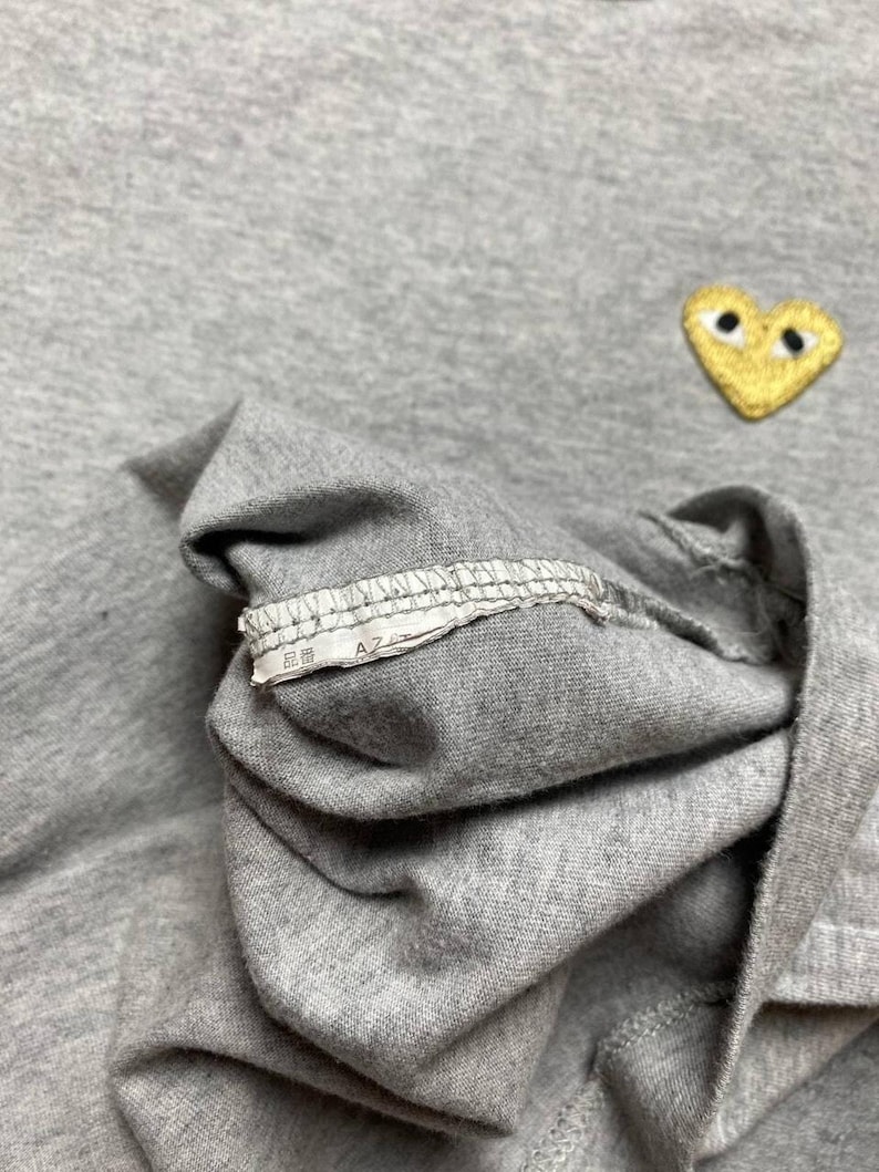 Comme Des Garcons Play Cotton Tee T Shirt Crew Neck Gray Womens Size L image 7