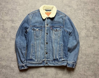 Chaqueta vaquera Levis con forro de borrego para hombre, talla S