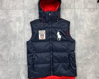 POLO Ralph Lauren USA down hill alpine big pony ski down puffer vest hooded