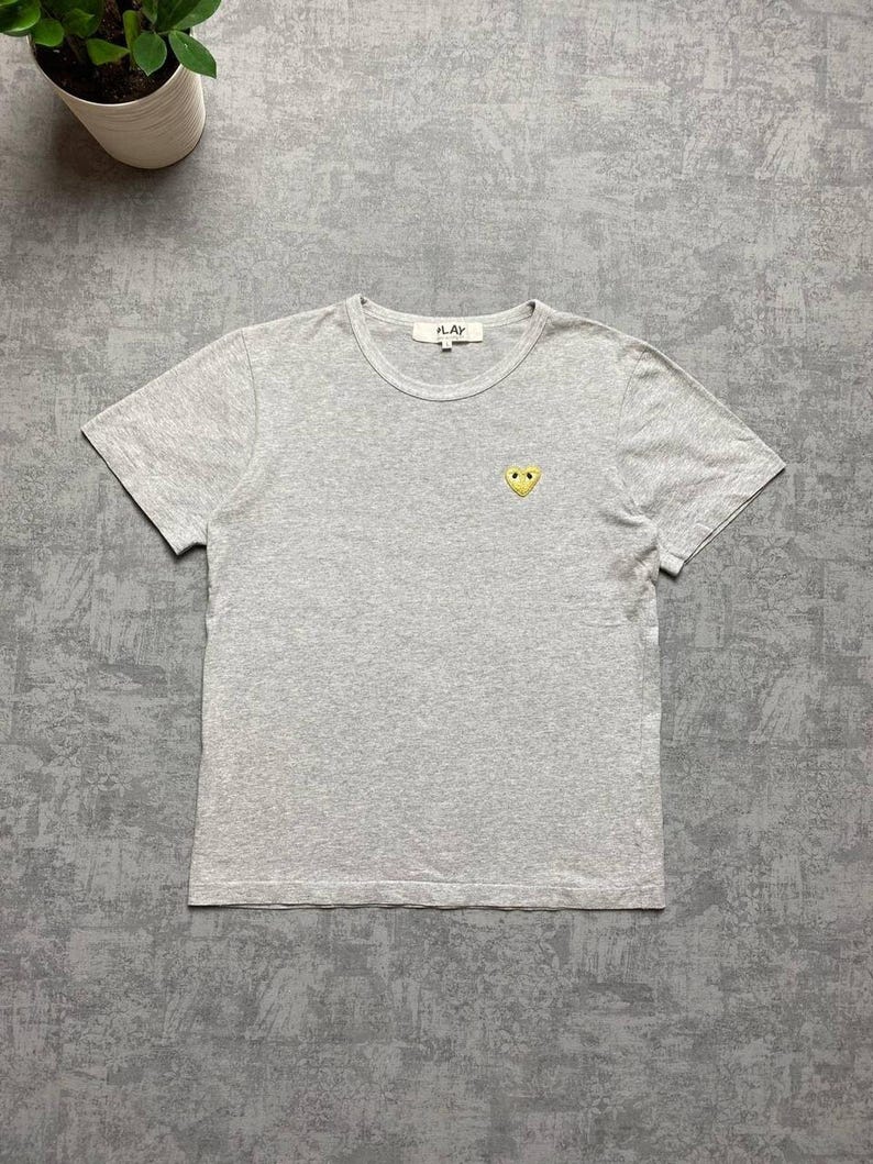 Comme Des Garcons Play Cotton Tee T Shirt Crew Neck Gray Womens Size L image 2