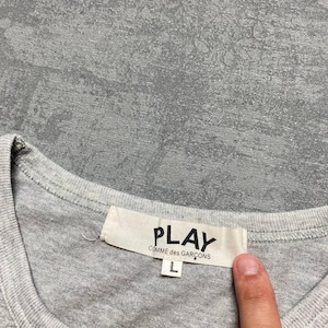 Comme Des Garcons Play Cotton Tee T Shirt Crew Neck Gray Womens Size L image 6
