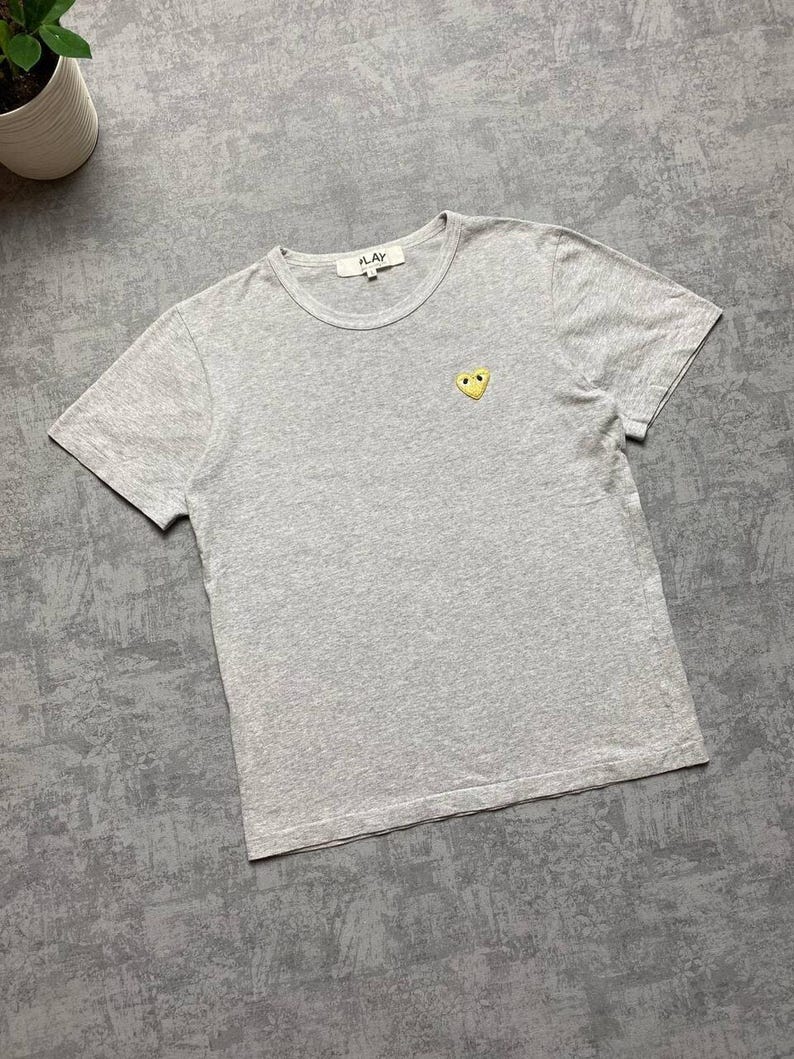 Comme Des Garcons Play Cotton Tee T Shirt Crew Neck Gray Womens Size L image 4