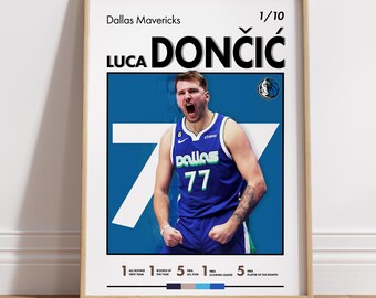 Luca Doncic - Dallas Mavericks Basketball Poster, NBA, Sport Design Druck, Geschenkdruck, Stats Sammler