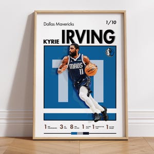 Kyrie Irving - Dallas Mavericks Basketball Poster, NBA, Sports Design Print, Gift Prints, Stats Collector, Basketball Prints