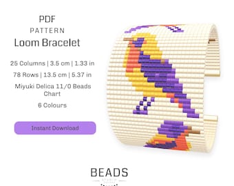 Patroon Birds Loom-armband: Miyuki Delica-kralen (pdf-patroon)