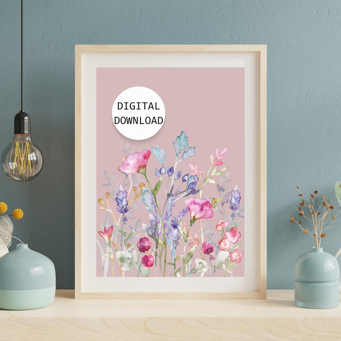 Pink Floral Wall Art Printable Digital Download-wall Art Set of 2 ...