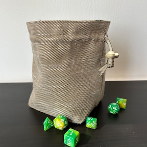 Burlap Stand-up Dice Bag, Square Bottom
