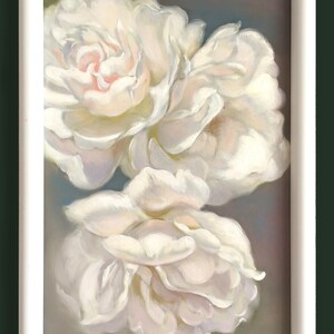 Pintura a óleo de rosas. Pintura de rosas pequenas. Rosa branca. Flores pequenas. Presente para mulheres, pequenas lembranças.