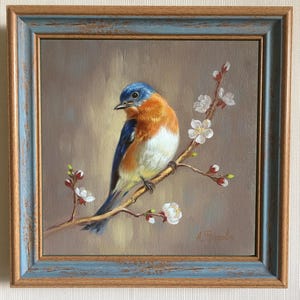 ［bluebird］絵画　油絵　※値段交渉あり Bluebird Oil Painting - Etsy
