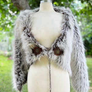 Viking Fur Mantle, Medieval Faux Fur Cape Capelet Choose Size /P