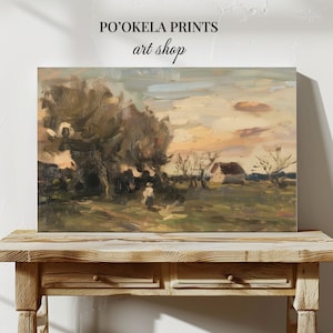 Quase em casa | Impressão rústico da pintura a óleo da paisagem | Decoração de casa campestre | Arte de parede estilo vintage | Cena Pastoral Serena | Arte impressionista
