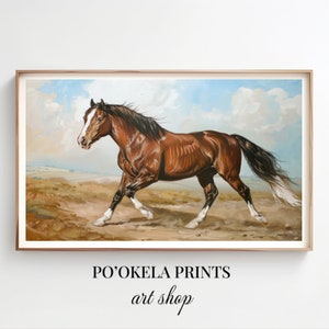 On The Move | Dynamic Running Horse Art Print | Realistic Equine Wall Decor | Majestic Horse in Motion Painting | Country Farmhouse Decor |