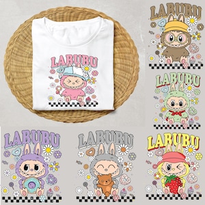 Cute Labubu Bundle SVG PNG – Kawaii Bunny Character Clipart – 6 Digital Designs for T-Shirts, Stickers & Crafts