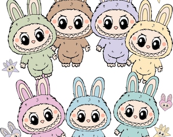 Kawaii Girl Clipart Bundle: 27 SVG & PNG Files (Digital Download)