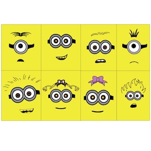 Ensemble de visage de dessin animé jaune mignon SVG PNG | Clipart drôle d'expressions de personnages avec des lunettes pour travaux manuels et projets de bricolage pour enfants