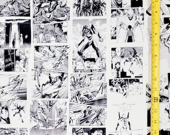 EVG EVL Anime Black & White Manga Fabric ( 2 Size Selections: 18" x 58" and 36" x 58" ) Brand New