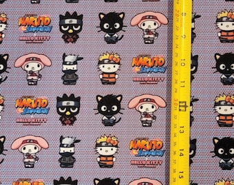 HK and Friends X NT Mashup Anime Purple Fabric  ( 2 Size Selections: 18" x 58" and 36" x 58" ) Brand New