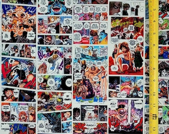 0n3Pc Anime Colored Manga Fabric ( 2 Size Selections: 18" x 58" and 36" x 58" ) Brand New