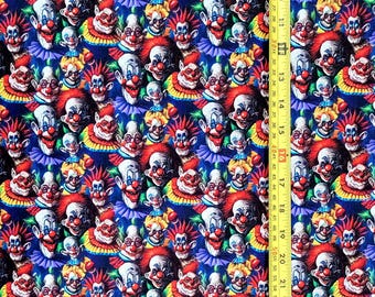 Scry Clwns Collage Ha Lo Win Fabric ( 2 Size Selections - 18" x 58" and 36" x 58") Brand NEW