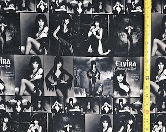 ELVR Mistrs of the Drk Black and White Fabric ( 2 Size Selections - 18" x 58" and 36" x 58") Brand NEW