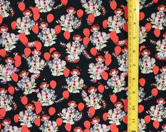 Peni Wise Red Balloons Ha Lo Win Fabric ( 2 Size Selections - 18" x 58" and 36" x 58") Brand NEW