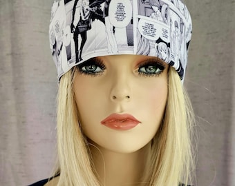 DTH Note Anime Black & White Manga Medical Nurse Scrub Cap with 2 size selections