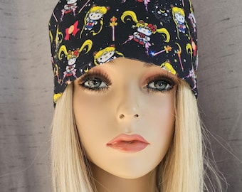 HK x SLR M0on Mashup Anime Black Mashup Medical Nurse Scrub Cap with 2 size selections