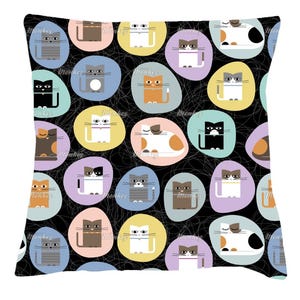CATS CATS and CATS Cushion. Retro 60's. Fabric Designer: zaira