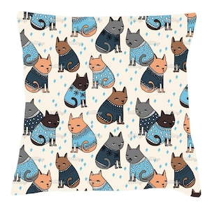 Cats in Sweaters Cushion. Fabric Designer: Andrea Lauren
