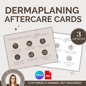 Nazorgkaarten en -blad voor dermaplaning voor schoonheidsspecialisten en medische spa's, download, bewerkbaar in canva of nu te gebruiken als pdf, flyer, toestemmingsgesprek