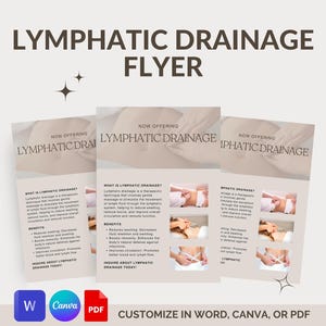 Folleto de drenaje linfático para masajistas, esteticistas, spa médico, póster de masaje linfático MLD, Word, Canva, PDF, decoración de oficina publicitaria