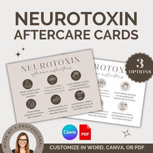 Neurotoxine-nazorgkaarten voor verpleegkundigen injectoren en medische spa's, toestemming neurotoxine, medische spa-formulieren, kaarten nazorg, aanpasbare Word Canva pdf
