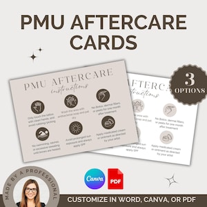 Tarjetas de cuidados posteriores a la cirugía estética, tarjetas de cuidados posteriores a la cirugía estética para esteticistas y spas médicos, Brow Business, edición en Canva, PDF, plantilla de admisión de consentimiento