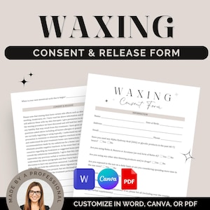 Toestemmingsformulier harsen voor schoonheidsspecialisten: aanpasbare digitale formulieren op Word, canva of pdf voor medische spa's en intakegesprek