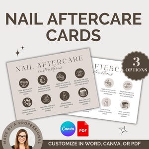 Cartes d'entretien des ongles pour les professionnels de la manucure, les salons de coiffure et les spas médicaux, formulaires de consentement pour les ongles, formulaires Med Spa, cartes de soins postaux, PDF Word Canva personnalisable