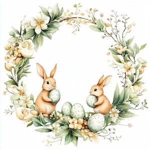 12 Clipart di ghirlande pasquali, Clipart di Pasqua, Clipart di decorazioni pasquali, Acquerello stampabile, JPG di alta qualità, Papercraft, Junk Journal