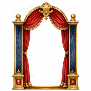 20 Nutcracker Toy Theatre Frame Clipart, Christmas Card Watercolor JPGs, Digital Download, Commercial Use