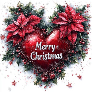13 Clipart coeur rouge de Noël, clipart joyeux Noël, livre de souvenirs, aquarelle imprimable, fichiers JPG de haute qualité, créations en papier, journal indésirable